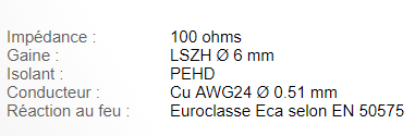 Câble CAT5E LSZH 